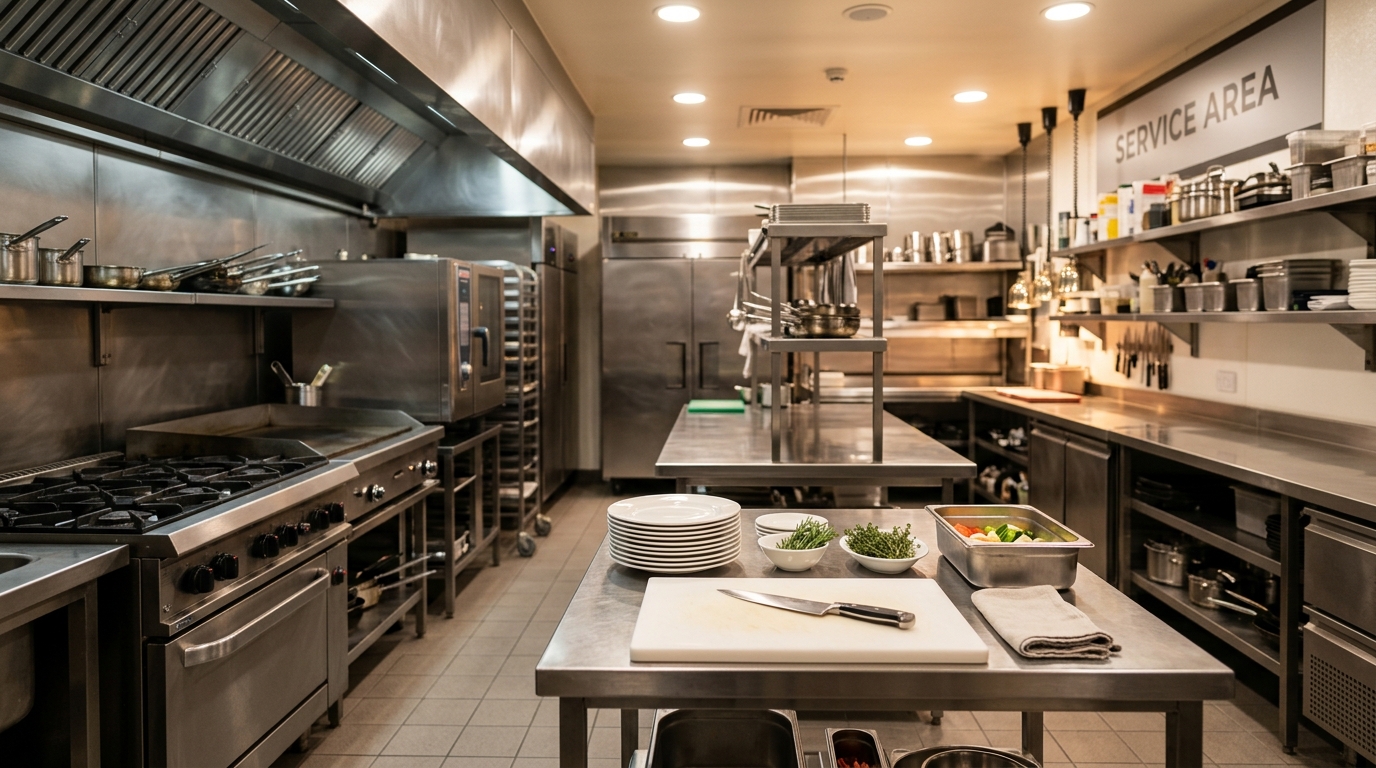 Clean commercial kitchen
